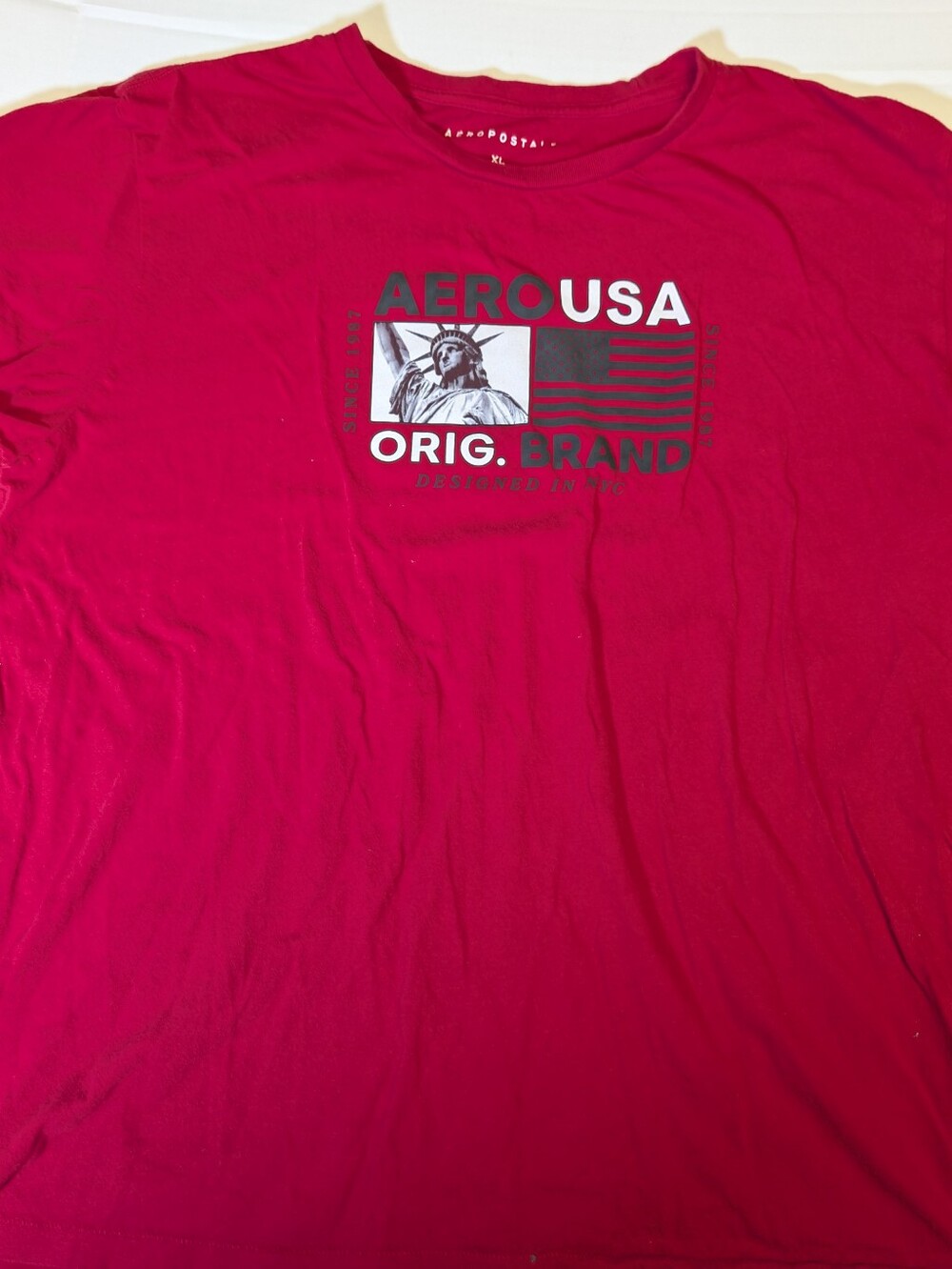 Aeropostale Red Graphic USA Logo Short Sleeve Tee
